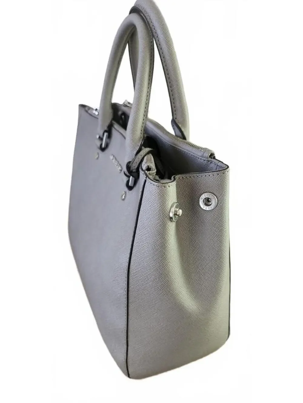 Michael Kors Saffiano Leather Satchel (M) Silver-Tone Hrdwre
